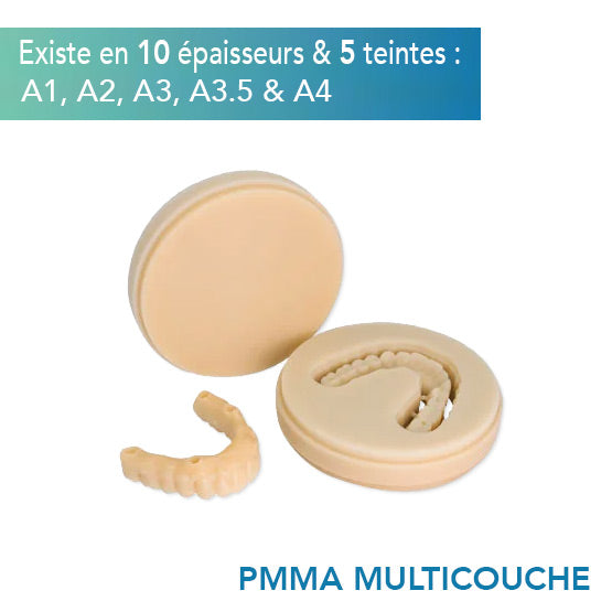 Disco PMMA multicapa - Tonos A1, A2, A3, A3.5 y A4 - 10 grosores - HUGE