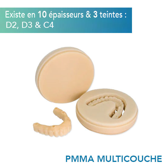 Disque PMMA Multicouche - Teintes D2, D3 & D4 - 10 épaisseurs - HUGE - ootopfti.com
