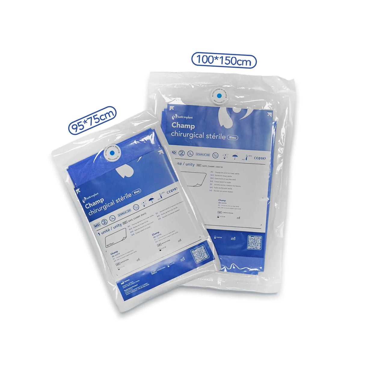 Champ chirurgical stérile Safe Implant 100 x 150 cm et 95 x 75 cm – usage médical ou dentaire - ootopfti.com