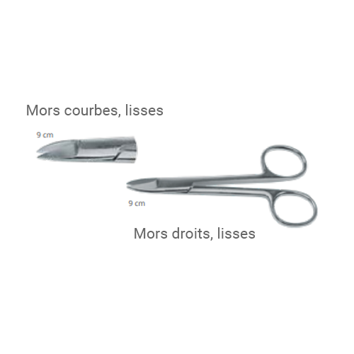 CISEAUX À COURONNES DROITS - MORS LISSES - 9 cm - ACTEON - ootopfti.com