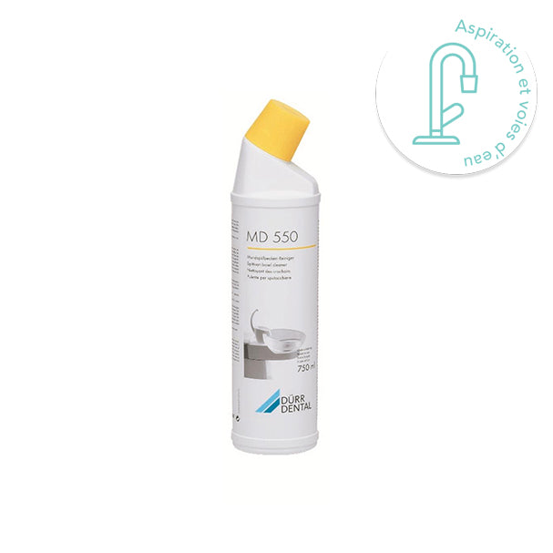 MD 550 Dürr Dental – Nettoyant intensif prêt à l’emploi pour crachoirs dentaires. Formule non moussante, élimine dépôts et salissures sans rinçage. Flacon 750 ml - ootopfti.com