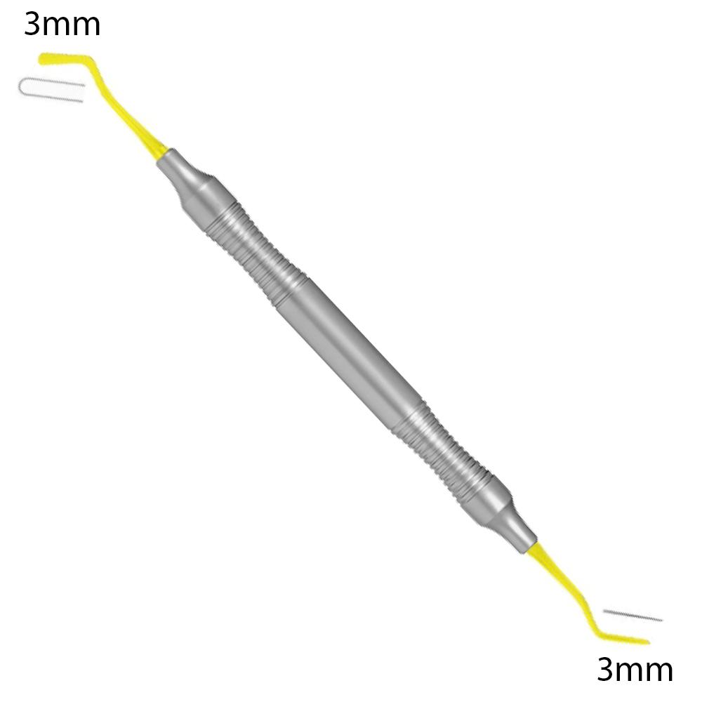 Applicateur de composite 3mm/ 3mm TiN Coated . Ce revêtement de nitrure de titane donne une excellente longévité à cet instrument en le rendant très dur et le protégeant de la corrosion. Stérilisable et désinfectable.