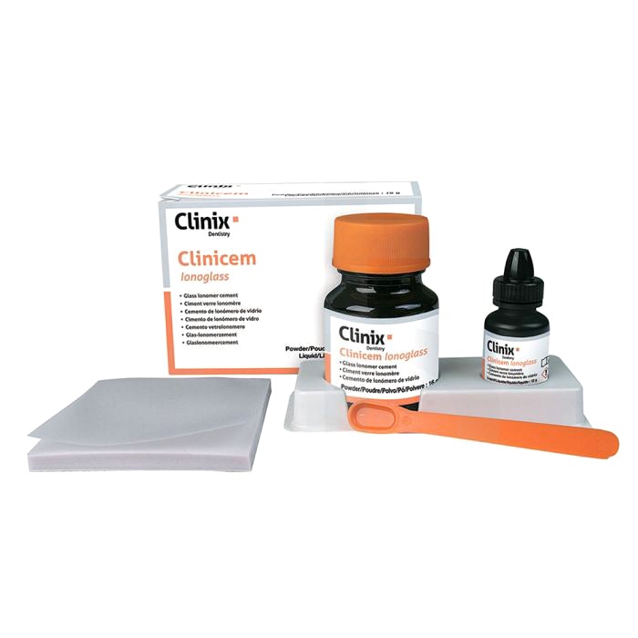 libération prolongée de fluor Ciment de scellement au verre ionomère autopolymérisable. Indications : Scellement définitifs d'inlays, de couronnes et bridges et de brackets orthodontiques. Fond de cavité/ base sous les obturations composites. Reconstitutions coronaires préprothétiques. Obturation.