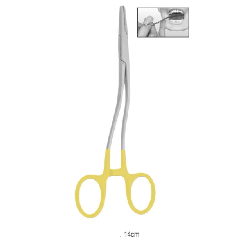 Gebogen naaldhouder van wolfraamcarbide 14cm