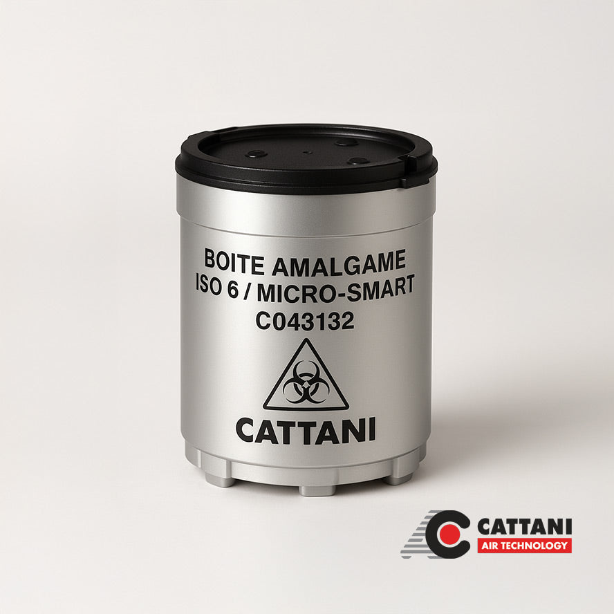 Conteneur à amalgame Cattani jetable : étanche, conforme ISO, collecte propre et sûre. Compatibilité Hydrocyclone, idéal pour gestion des déchets - ootopfti.com