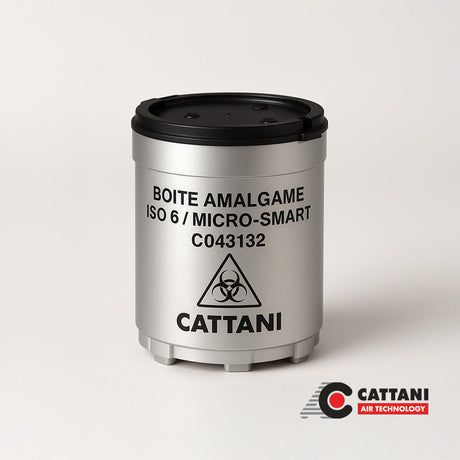 Conteneur à amalgame Cattani jetable : étanche, conforme ISO, collecte propre et sûre. Compatibilité Hydrocyclone, idéal pour gestion des déchets - ootopfti.com