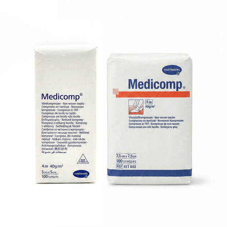Lot de 100 compresses non tissées non stériles 5x5cm ou 7.5x7.5 cm - Medicomp® Hartmann - ootopfti.com