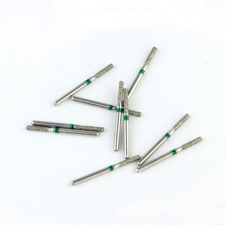 Fraises Diamantée FG x5 - Tête Cylindre à extrémité plate - Hauteur 21 mm - Iso : 110 - DIAN FONG - Dental Coop
