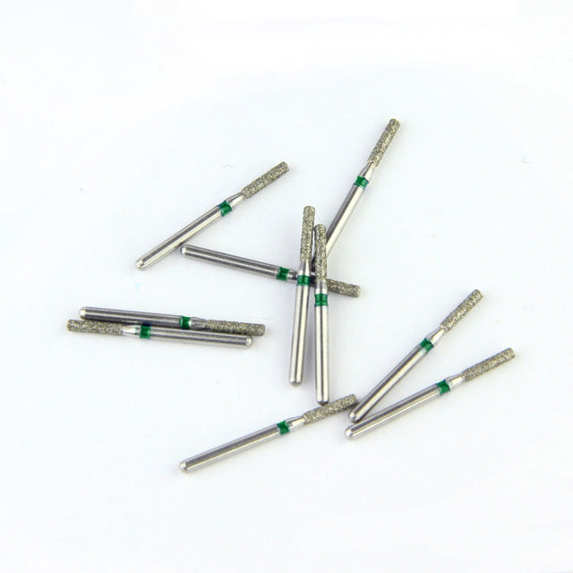 Fraises Diamantée FG x5 - Tête Cylindre à extrémité plate - Hauteur 21 mm - Iso : 110 - DIAN FONG - Dental Coop