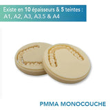 Disque PMMA Monocouche - Teintes A1, A2, A3, A3.5 & A4 - 10 épaisseurs - HUGE - ootopfti.com