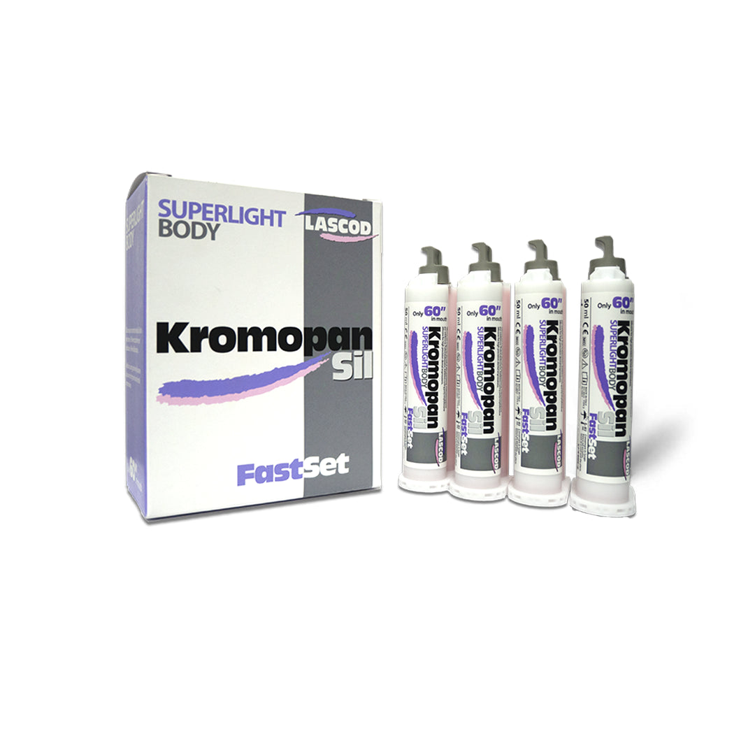 Boîte de 4 cartouches de silicone KromopanSil Super Light Body FastSet - Lascod