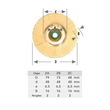 Roues de polissage - 68, 73 ou 79 mm - 2 rangées - DIAN FONG - Dental Coop
