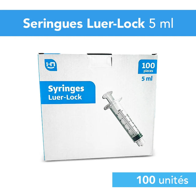 100 Seringues Luer-Lock 5 ml Huaen - ootopfti.com