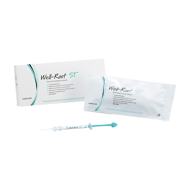 Well-Root-ST-VERICOM est un matériau de scellement du canal radiculaire, une pâte composée d'un mélange préalable d'un composé injectable de silicate d'alumine de calcium. Destiné à l'obturation permanente du canal radiculaire, ce produit offre une solution fiable et efficace pour les procédures endodontiques. ootopfti.com