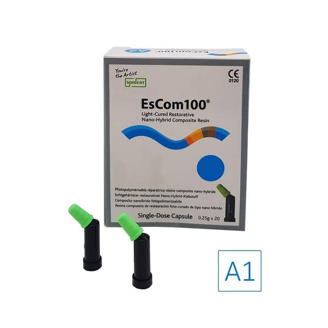 EsCom100 20 capsules de 4g - A1 - Résine composite nano-hybride restauratrice photopolymérisable - ootopfti.com