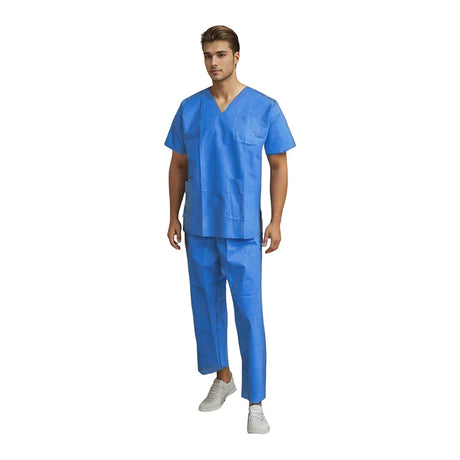 Pyjama de bloc à usage unique en polypropylène Non-tissé SMMS Bleu - Mercator - oofti