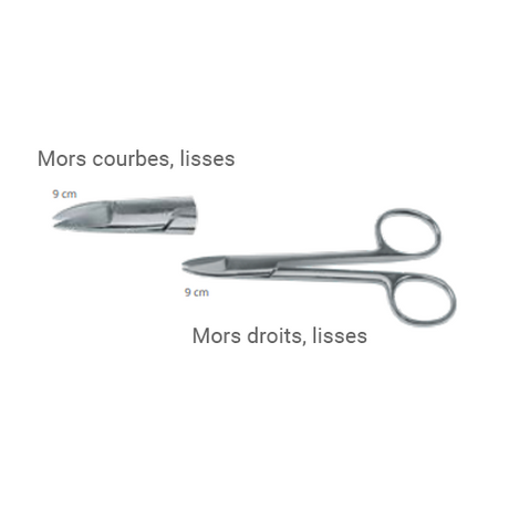 CISEAUX À  COURONNES COURBES - MORS LISSES - 9 cm ACTEON - ootopfti.com