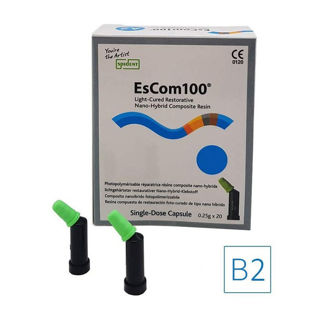 Lot de 20 capsules de 0,25g EsCom100 - B2 - Résine composite nano-hybride restauratrice photopolymérisable - ootopfti.com