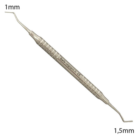 Instrument brunissoir pour les matériaux d'étanchéité tels que les résines, composites et amalgames Compacte le matériau dans la cavité grâce à ses extrémités plates et striées.