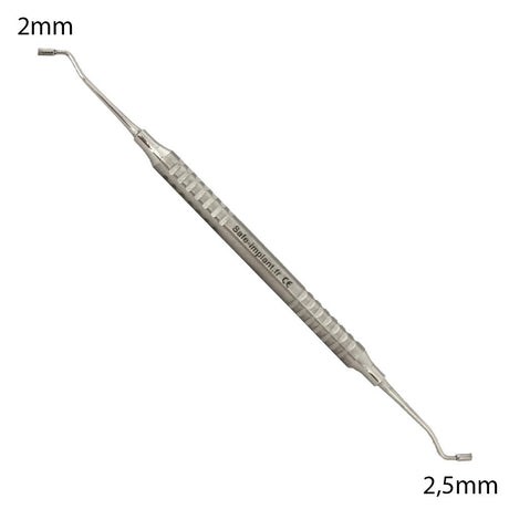 Instrument brunissoir pour les matériaux d'étanchéité tels que les résines, composites et amalgames Compacte le matériau dans la cavité grâce à ses extrémités plates et striées.