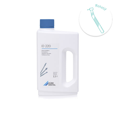 ID 220 Dürr Dental 2,5 L – Bain désinfectant prêt à l’emploi pour fraises rotatives. Sans formaldéhyde, efficace en ultrasons. Spectre antimicrobien large - ootopfti.com