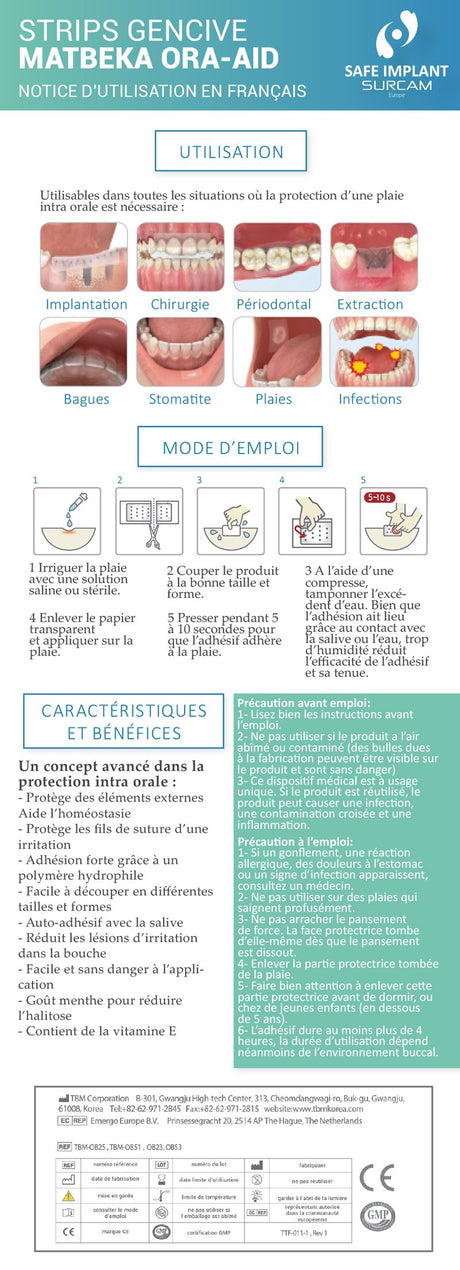 MATBEKA intra-oral boîte 20 pansements (25x15mm) - ootopfti.com