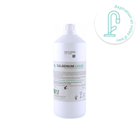 Calbenium liquide 1L : solution désinfectante pour circuits d’eau dentaires. Élimine germes et tartre. Compatible IGN 500. Effet nettoyant, aromatisé et désensibilisant - ootopfti.com