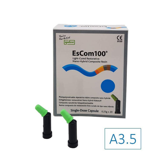 EsCom100 20 capsules de 4g - A3.5 - Résine composite nano-hybride restauratrice photopolymérisable - ootopfti.com