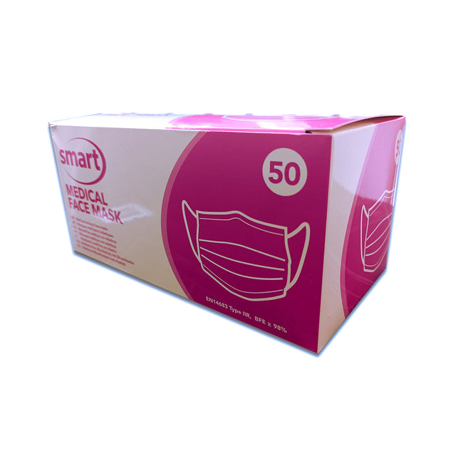 Masques IIR Smart : BFE ≥ 98 %, confort 4 h, barrette nasale, sans latex. Protection anti-gouttelettes. Norme EN 14683. Boîte hygiénique à usage unique - ootopfti.com