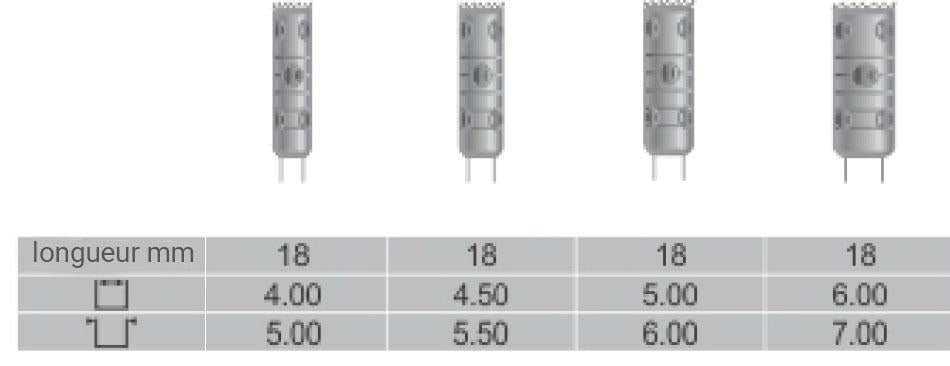 Kit 4 trépans avec son support. Profondeur totale 18 mm - ootopfti.com